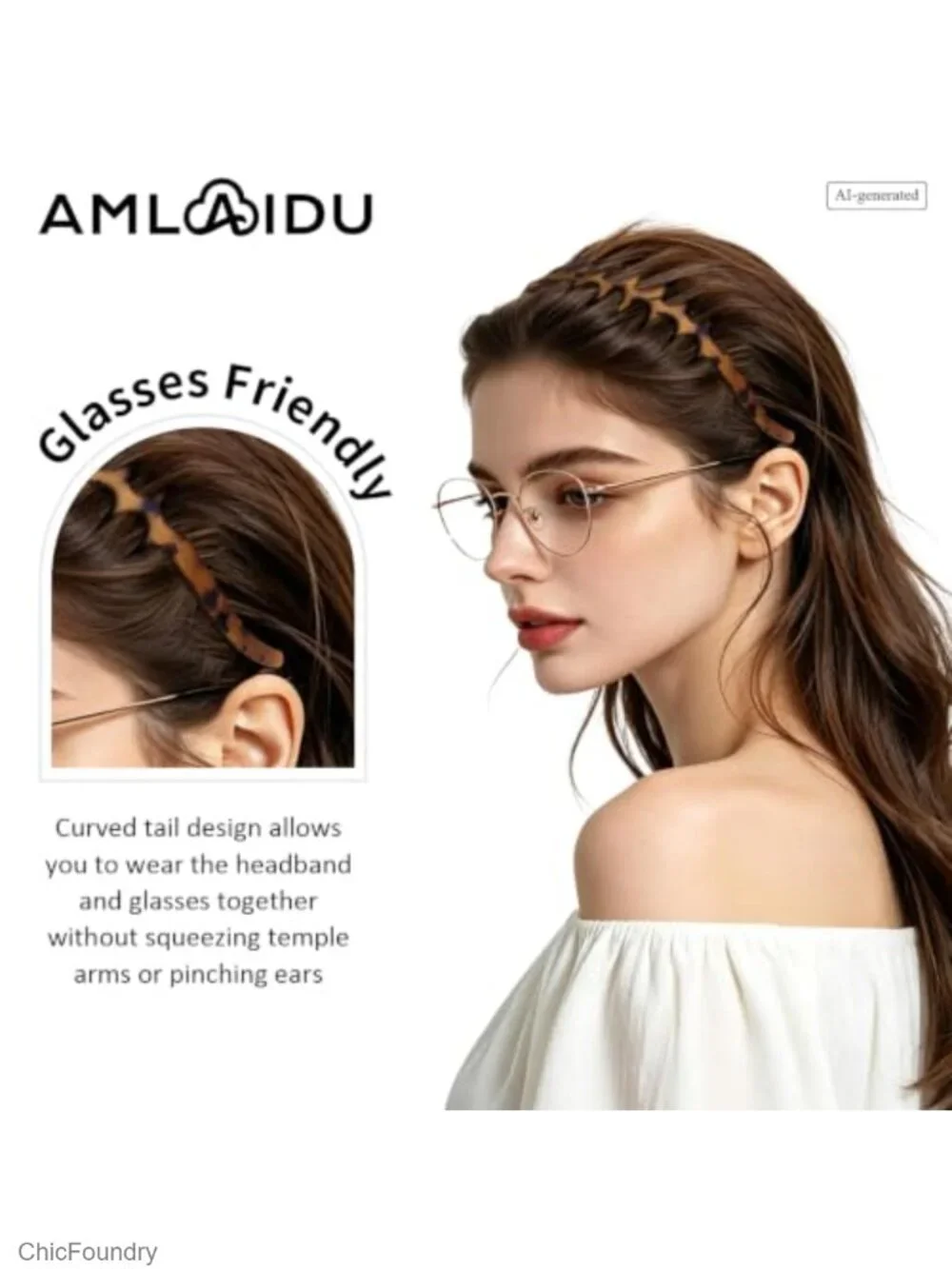 Zigzag Headbands for Women Glasses Wearers Non Slip Hair Accessory 2 Pack